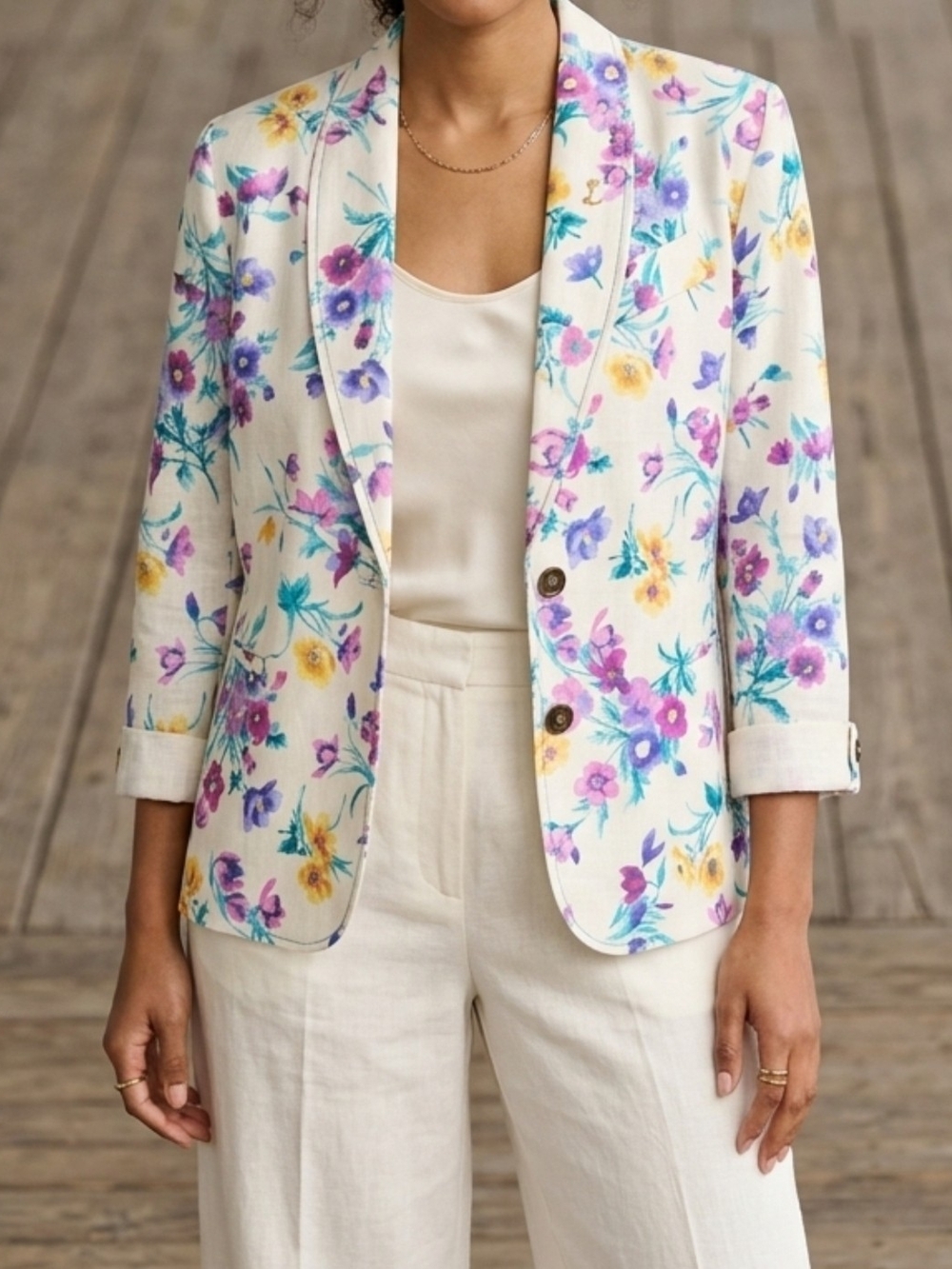 VTG 90s Lori of California Floral Blazer Jacket Size 16 Watercolor Cottagecore